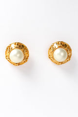 Vintage 1994 Chanel CC Monogram Pearl Earrings top view @ Recess Los Angeles