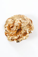 VIntage Chanel 1985 Gold Sequin Camellia Flower Pin front aerial @ Recess LA