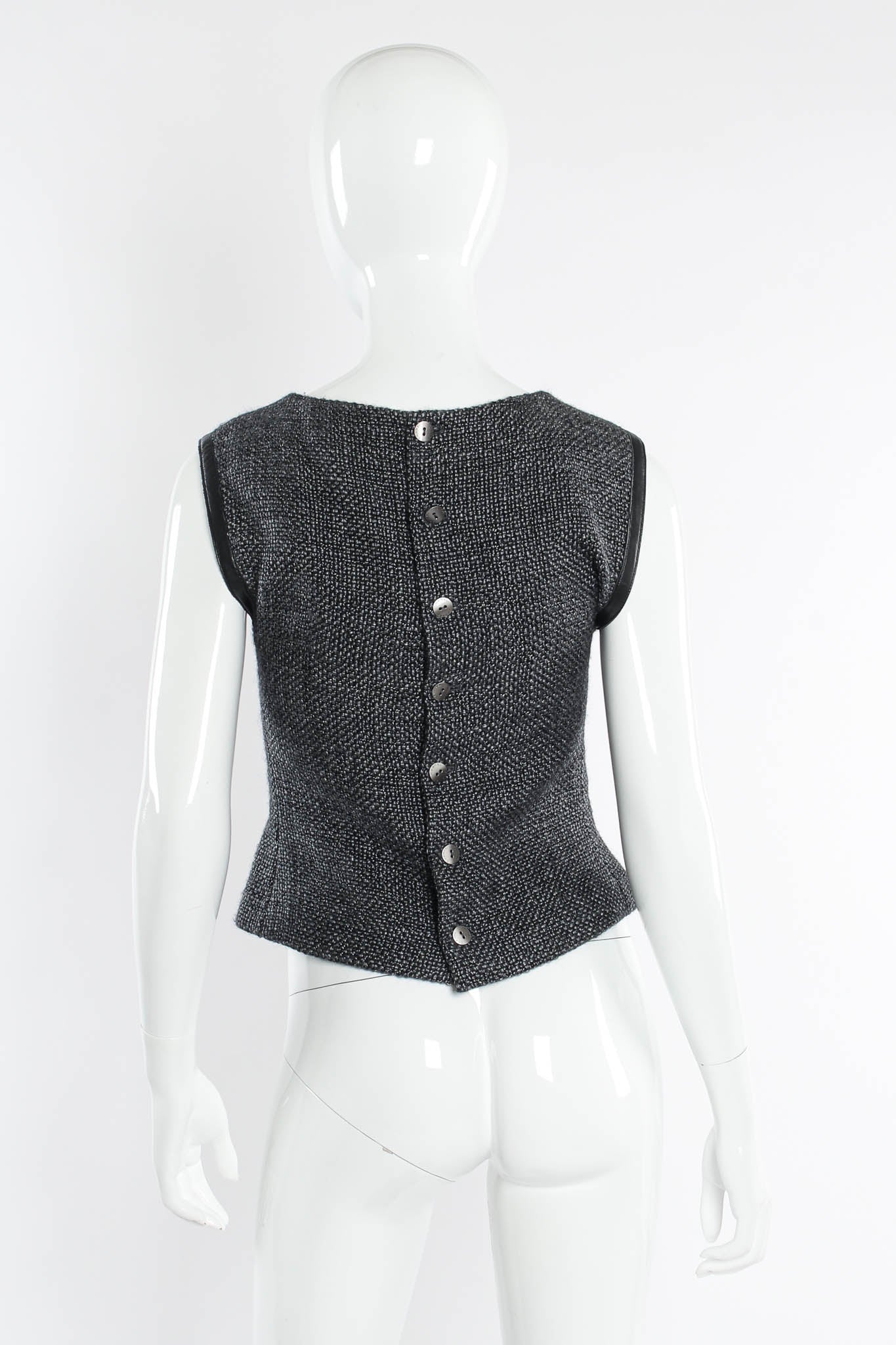 Vintage Chanel Tweed Woven Wool Top & Skirt Set mannequin back top @ Recess Los Angeles