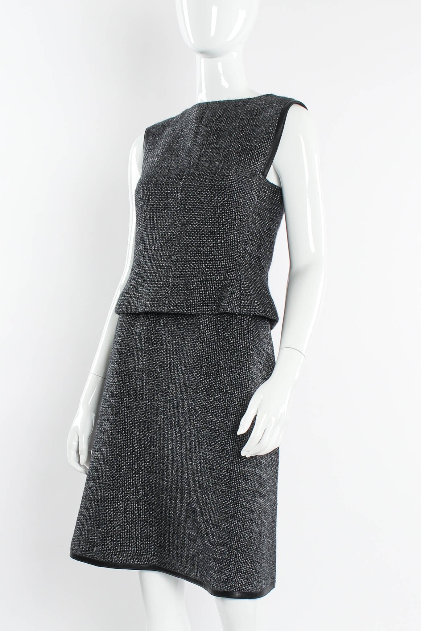 Vintage Chanel Tweed Woven Wool Top & Skirt Set mannequin angle @ Recess Los Angeles