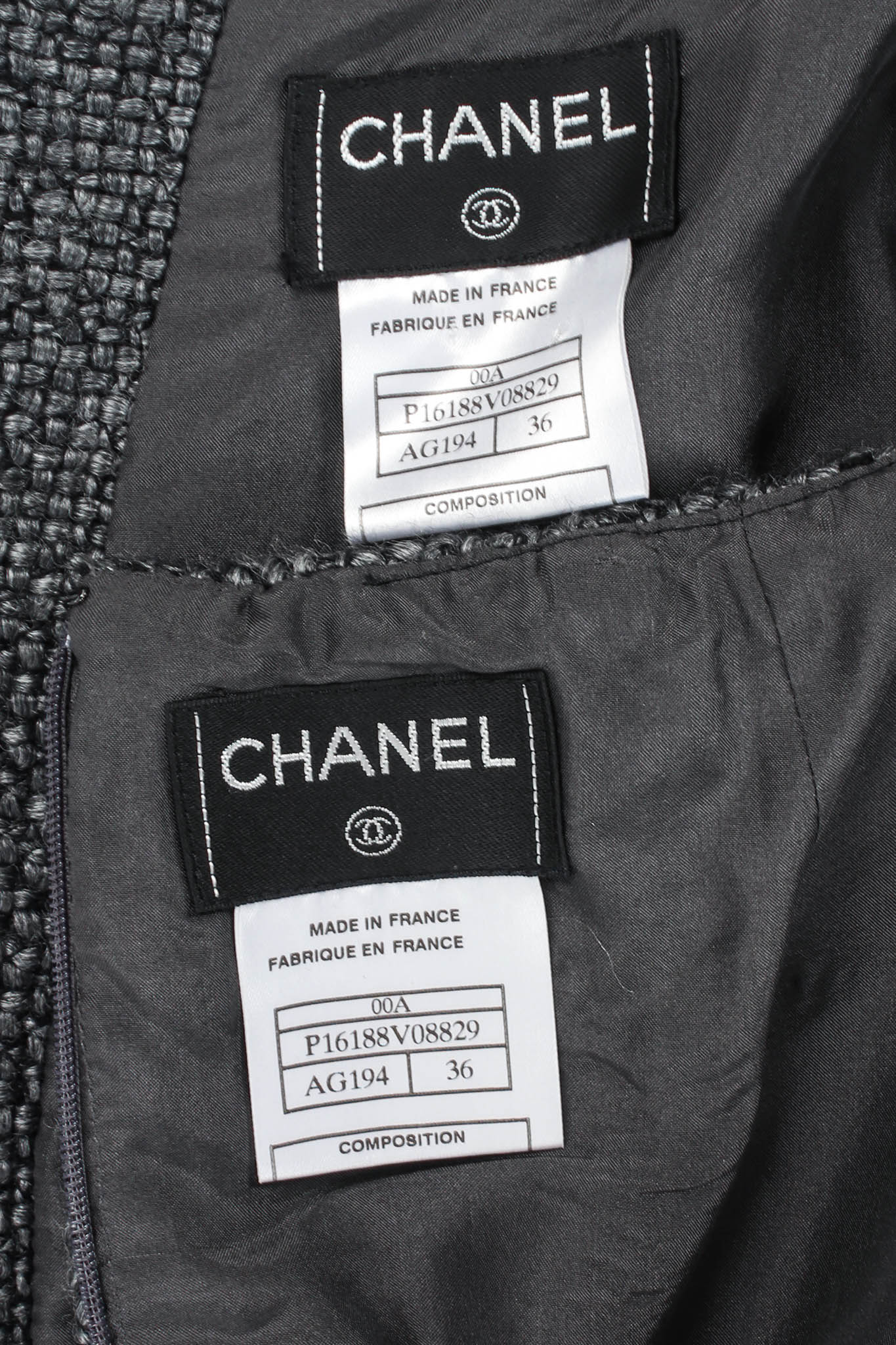 Vintage Chanel Tweed Woven Wool Top & Skirt Set Labels at Recess Los Angeles
