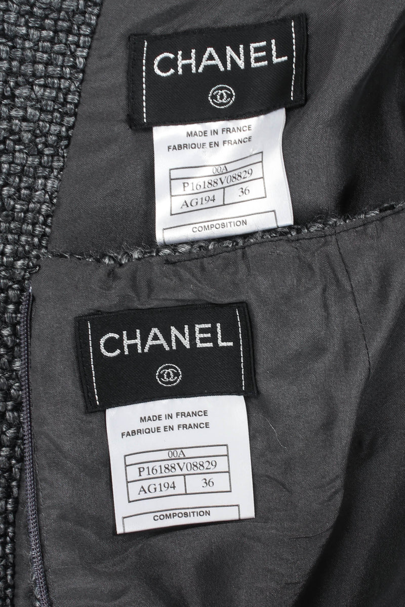 Chanel 1996 Woven Shirt Dress Black CC Buttons
