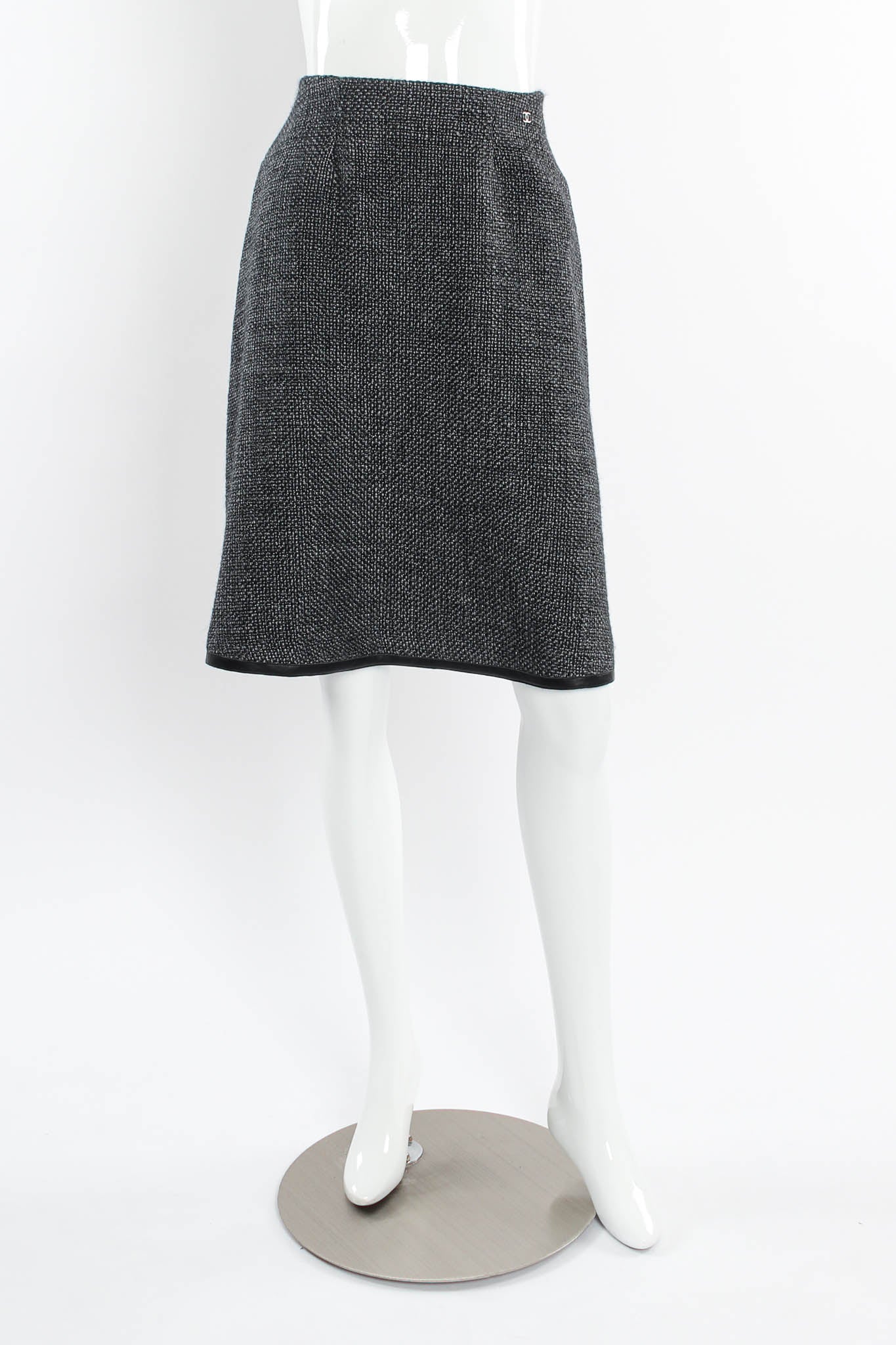 Vintage Chanel Tweed Woven Wool Top & Skirt Set mannequin front skirt @ Recess Los Angeles