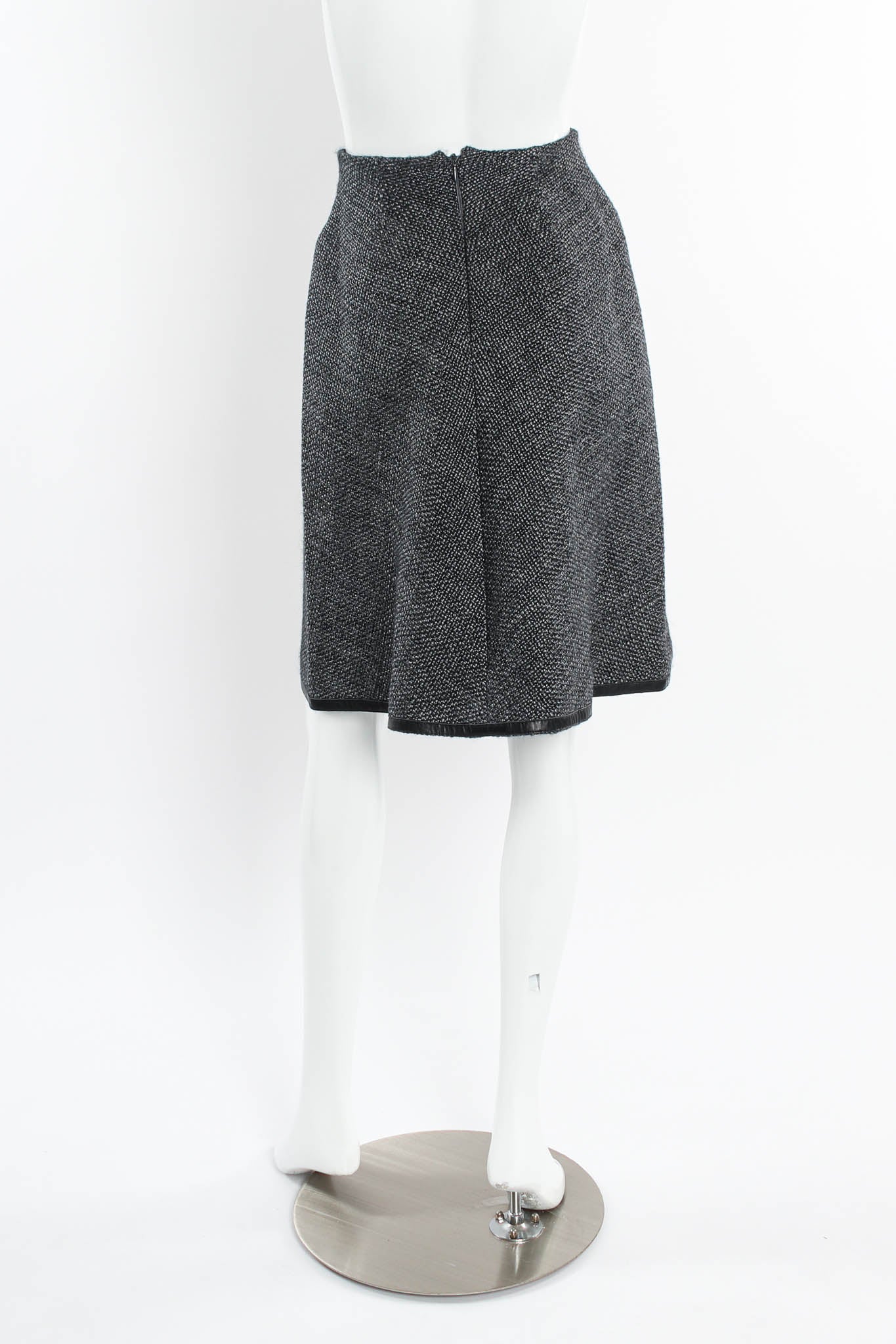 Vintage Chanel Tweed Woven Wool Top & Skirt Set mannequin back skirt @ Recess Los Angeles