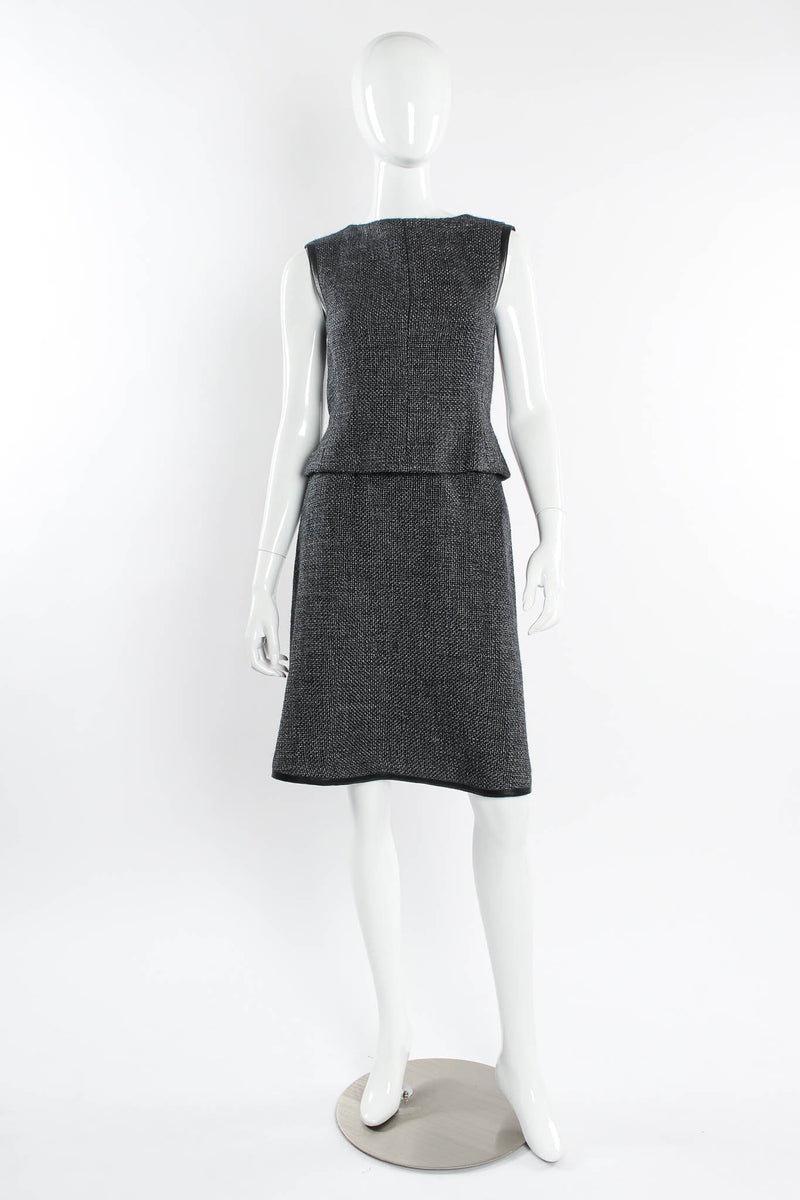 Vintage Chanel Tweed Woven Wool Top & Skirt Set mannequin front @ Recess Los Angeles