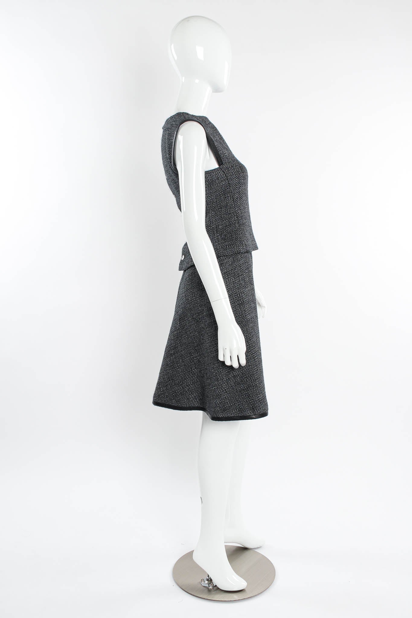 Vintage Chanel Tweed Woven Wool Top & Skirt Set mannequin side @ Recess Los Angeles