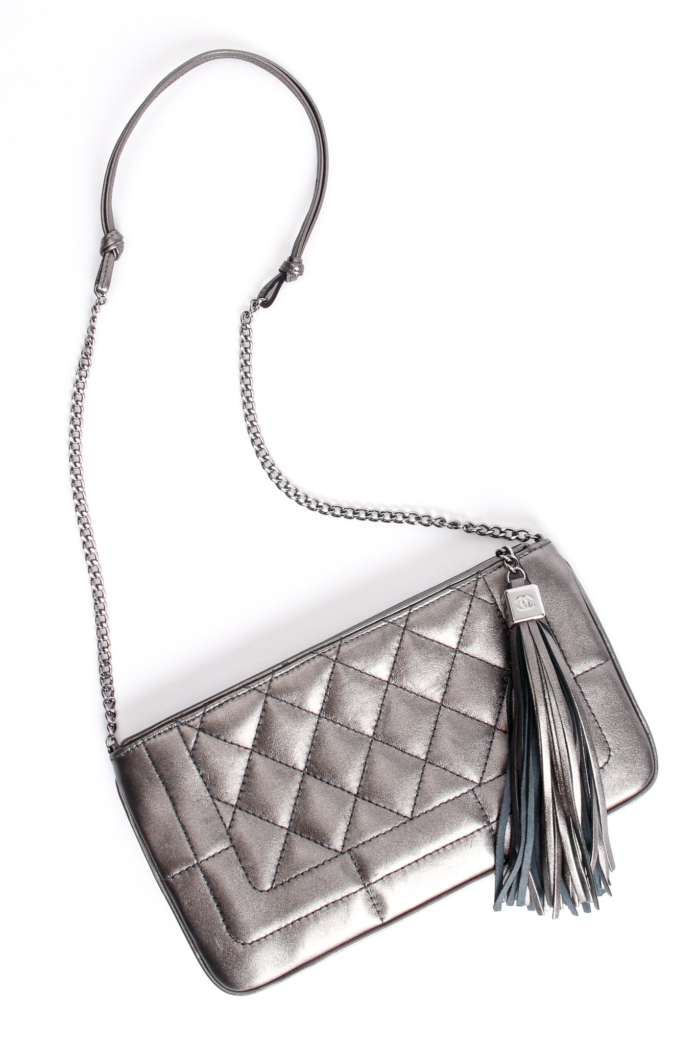 Vintage Chanel 2004 Metallic Quilted Tassel Shoulder Bag top at Recess Los Angeles