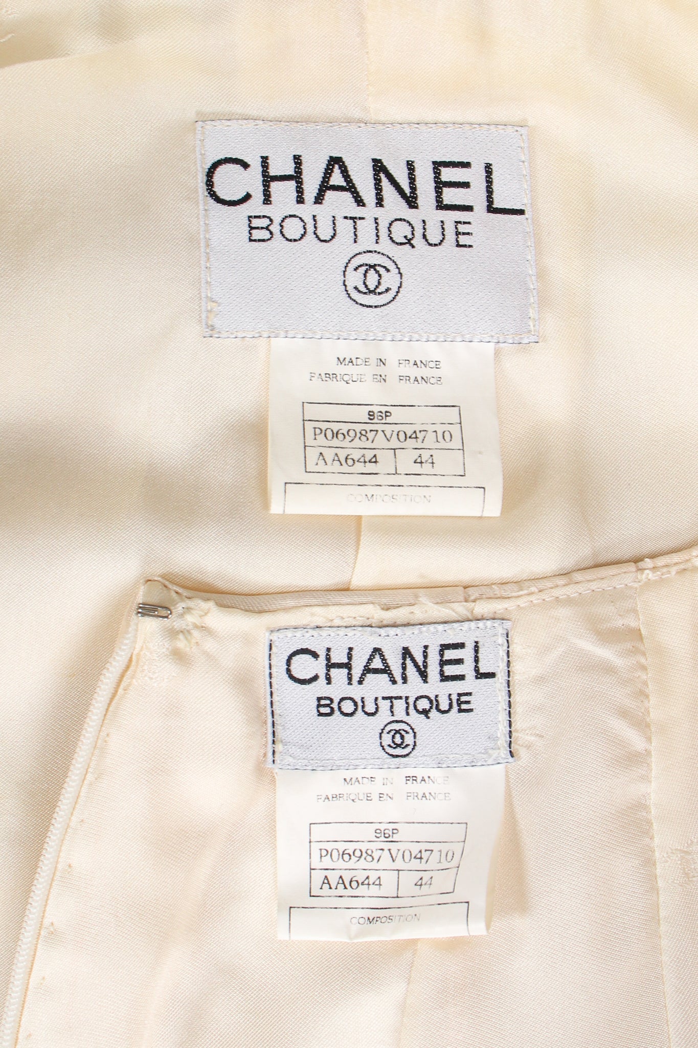 Vintage Chanel 1996P Daisy Bead Jacket & Skirt Suit Bridal Wedding labels @ Recess LA