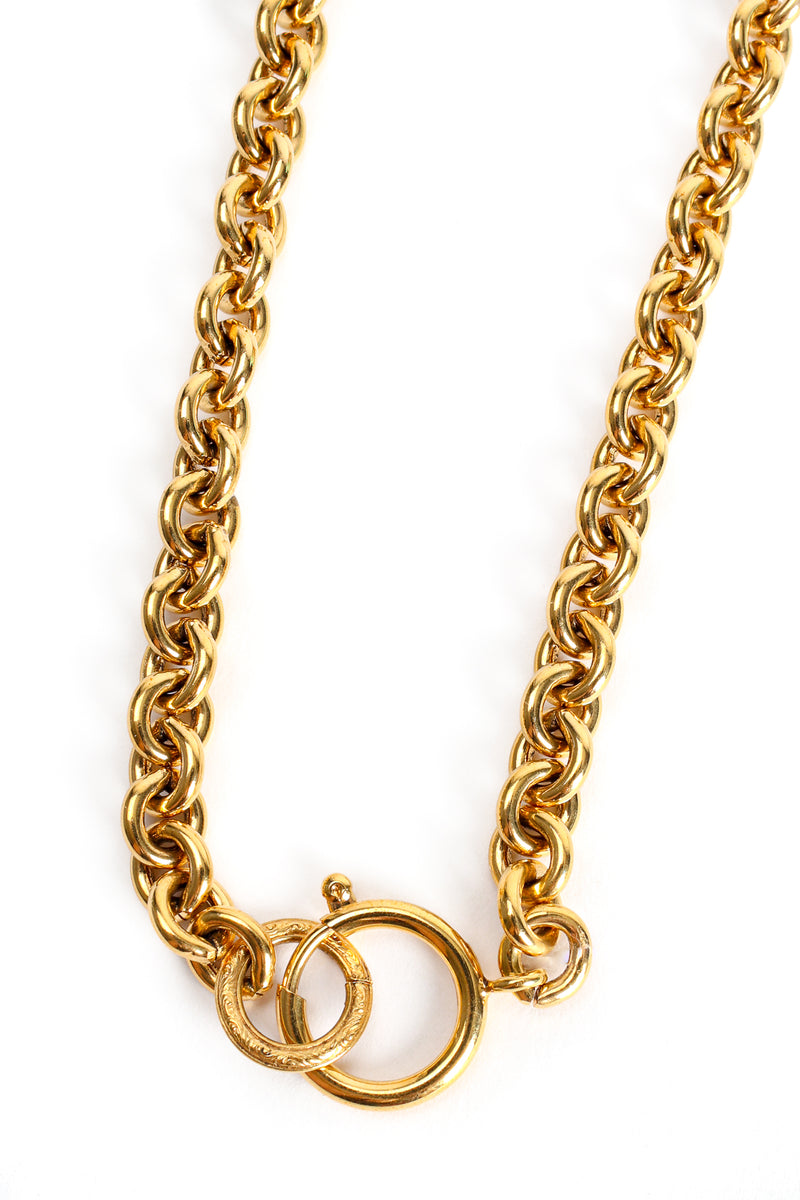 Vintage Chanel Long Quilted Interlocking CC Logo Pendant clasp at Recess Los Angeles