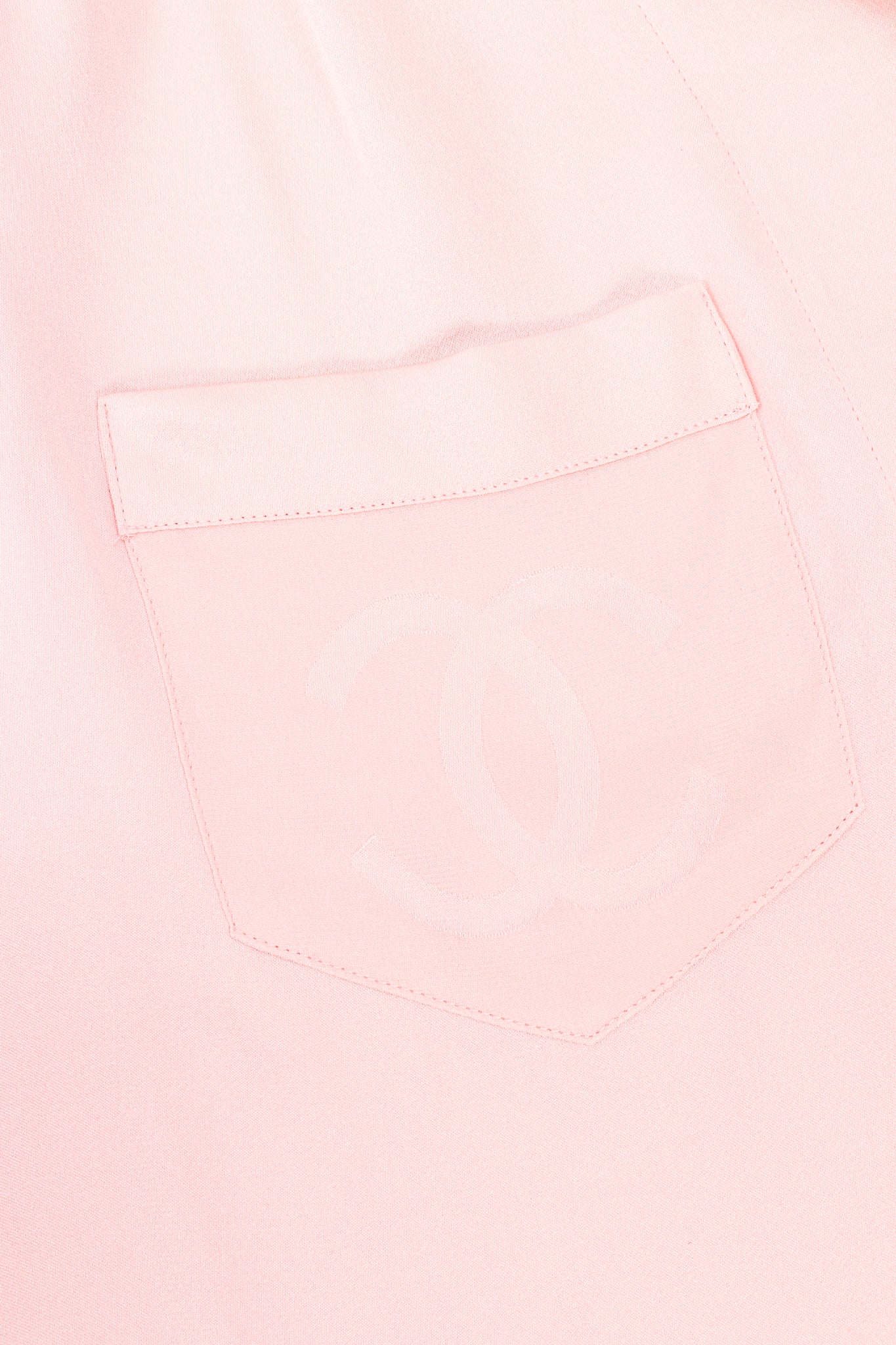 Vintage Chanel Interlocking CC Logo Pocket Pajama Blouse pocket at Recess Los Angeles