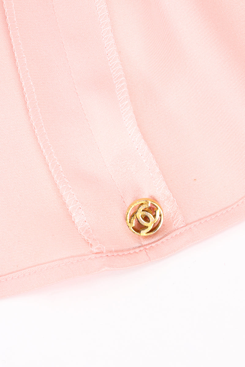 Vintage Chanel Interlocking CC Logo Pocket Pajama Blouse extra button at Recess Los Angeles