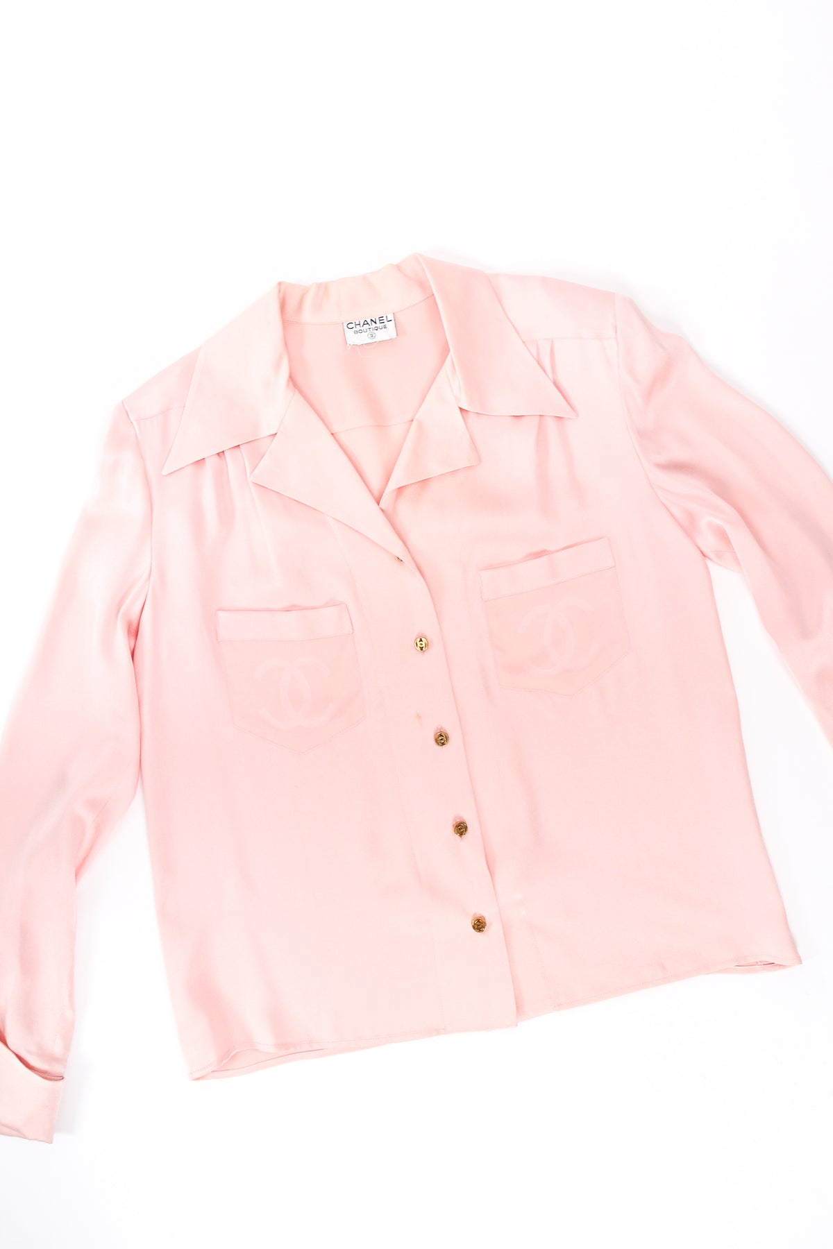 貴重CHANEL ヴィンテージ　ブラウス　ベージュ CHANEL シャネル ヴィンテージ ブラウス シャツ ロゴ 長袖 シルク 34