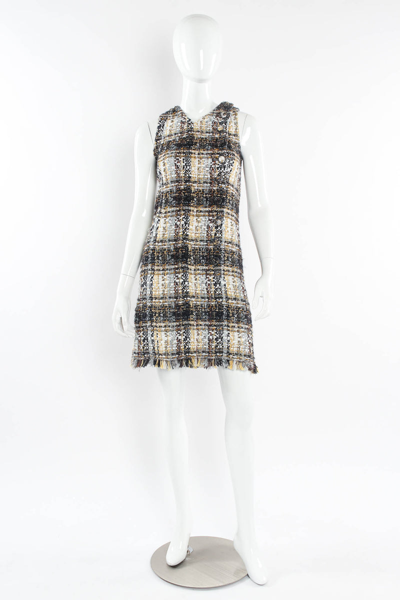 Vintage Chanel 2000's Plaid Boucle Sheath Dress – Recess Vintage Chanel 2000's Plaid Boucle Sheath Dress – Recess