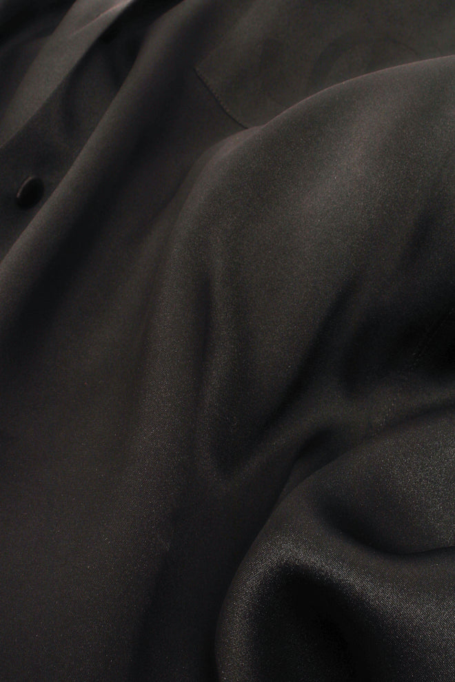 Vintage Chanel CC Pocket Black Silk Tie Neck Blouse fabric at Recess Los Angeles