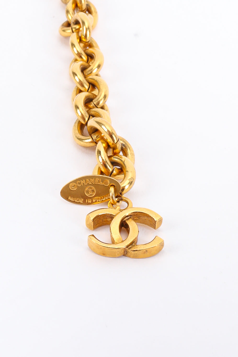 Vintage Chanel Quilted CC Charm Chain Drape Belt hang charm @ Recess LA