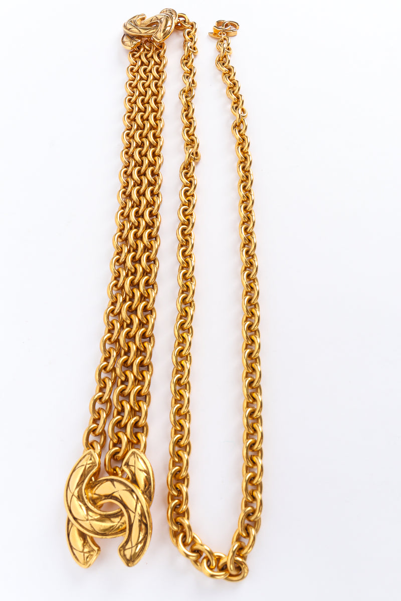 Vintage Chanel Quilted CC Charm Chain Drape Belt vertical length @ Recess LA