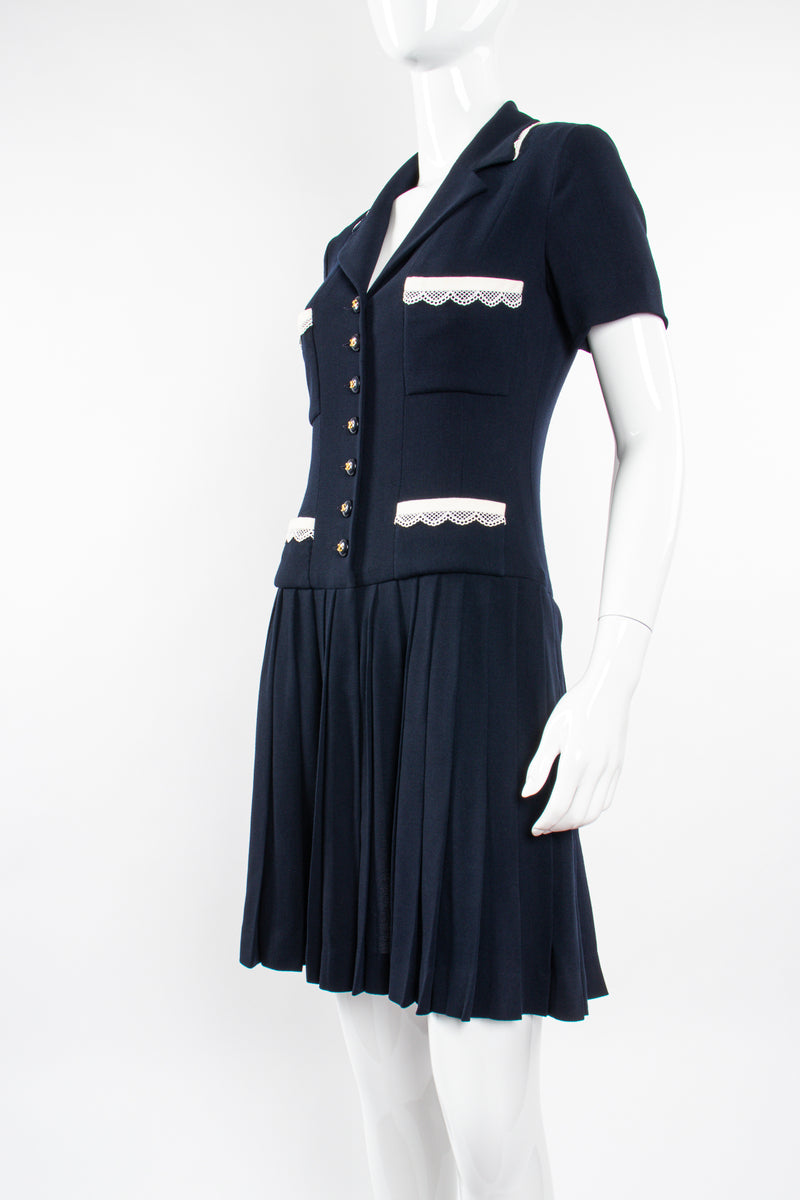 Vintage Chanel 1995C Lace Trim Pleated Uniform Dress – Recess Vintage Chanel 1995C Lace Trim Pleated Uniform Dress – Recess