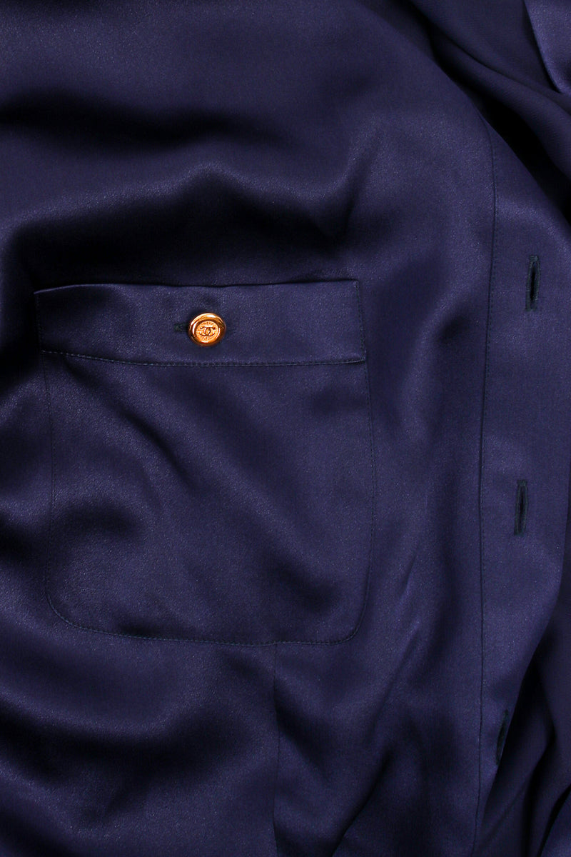 Vintage Chanel Navy Satin Button Pocket Blouse – Recess