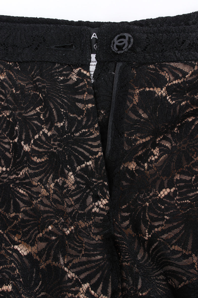 Vintage Chanel 2003A Floral Leaf Lace Sheer Pant button/zip fly opened @ Recess LA