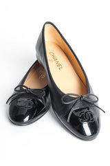 Vintage Chanel Cap Toe Leather Ballet Flats front @ Recess Los Angeles