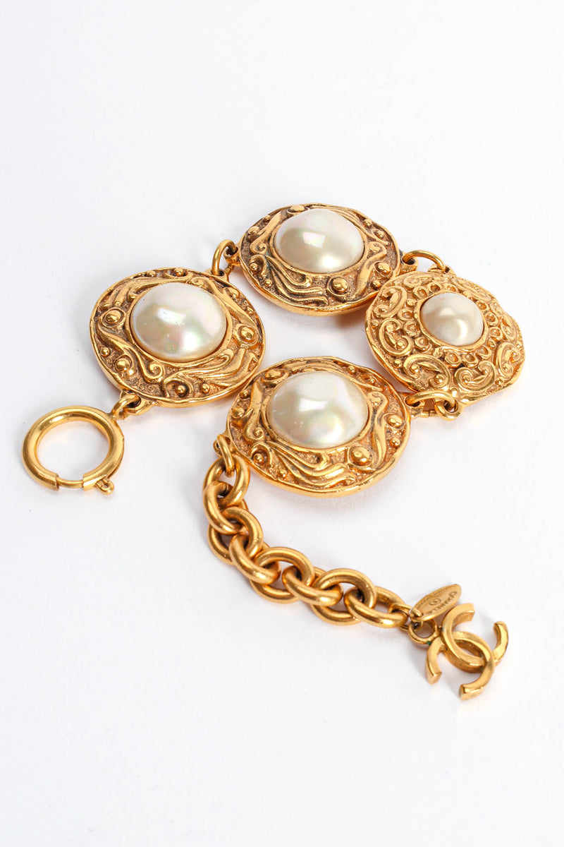 gold vintage chanel earrings pearl