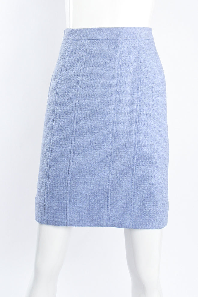 Vintage Chanel 1998P Seamed Tweed Skirt Set on mannequin front at Recess Los Angeles