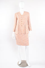 Vintage Chanel SS 1994 Runway Bouclé Tweed Vent Jacket & Skirt Set on Mannequin front at Recess LA