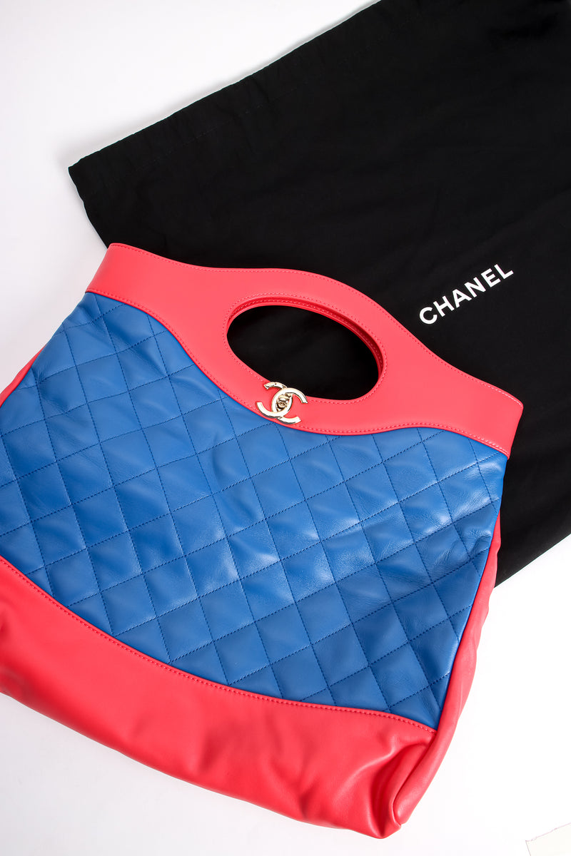 Vintage Chanel Quilted Colorblock Clutch Tote 31 Bag AW 2018 dustbag at Recess Los Angeles