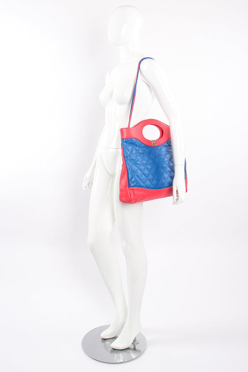 Classic Colorblock Shoulder Bag Quilted Argyle Pattern Bag For