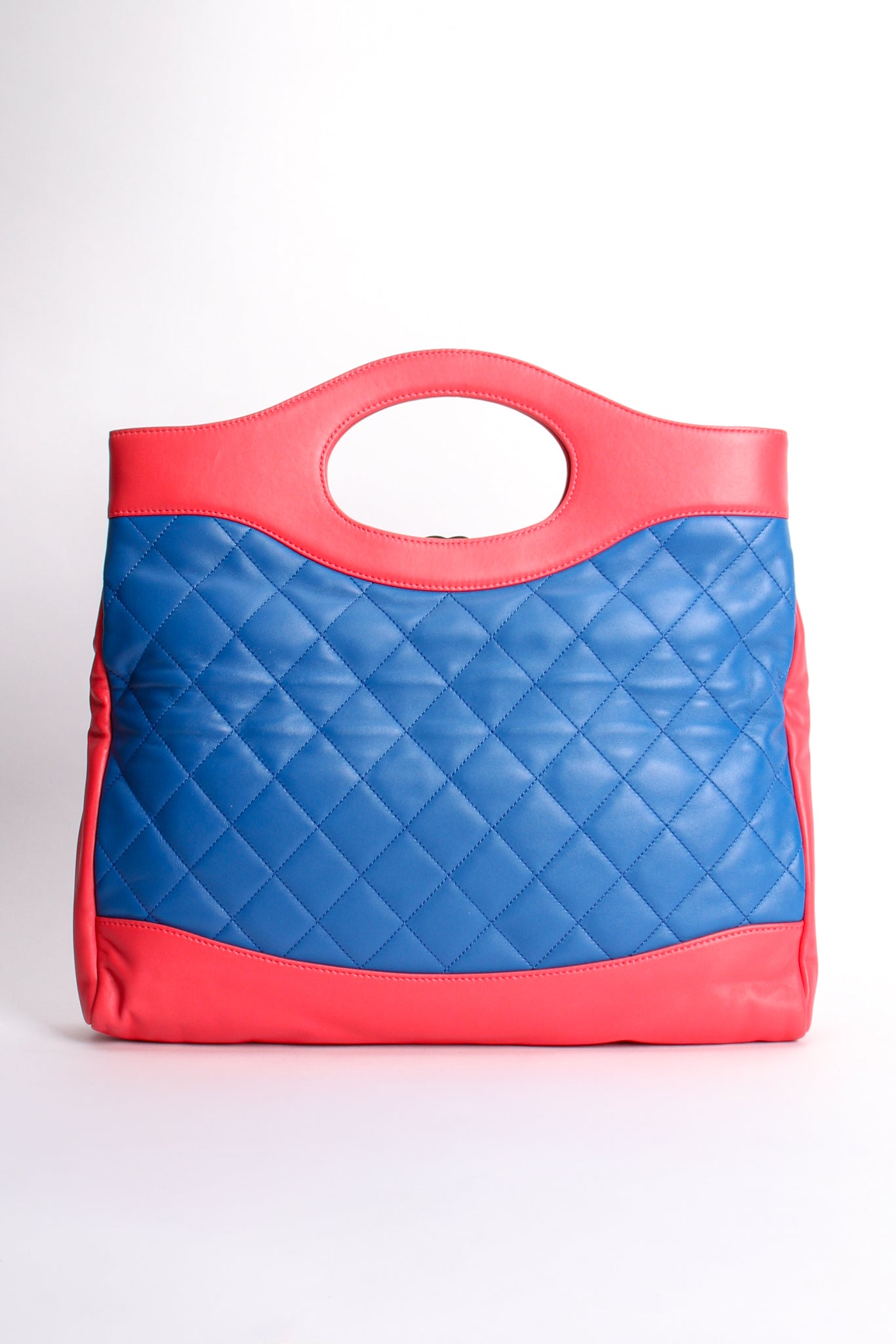 Vintage Chanel Quilted Colorblock Clutch Tote 31 Bag AW 2018 back at Recess Los Angeles