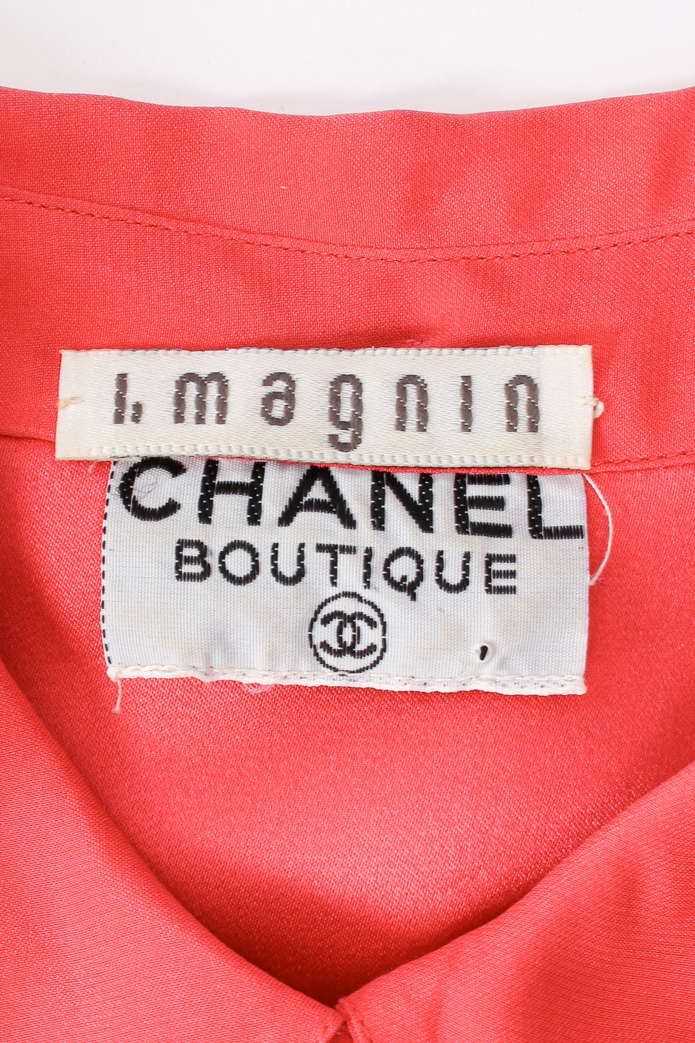 Vintage Chanel Silk Ribbon Tie Shirt label at Recess Los Angeles