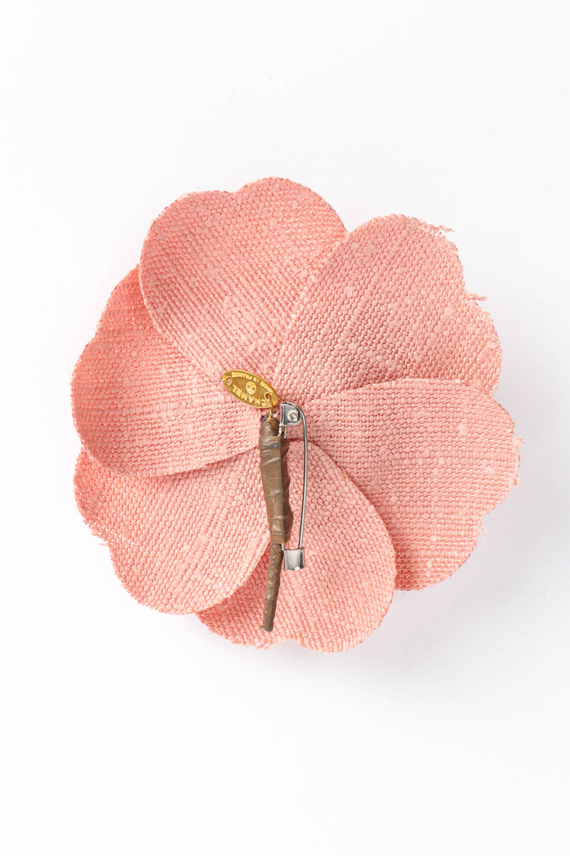 Vintage Chanel Linen Camellia Flower Pin pinned back @ Recess Los Angeles