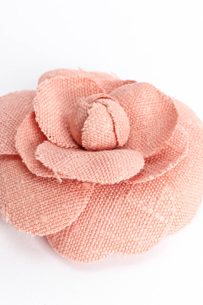 Vintage Chanel Linen Camellia Flower Pin linen/petal detail @ Recess Los Angeles