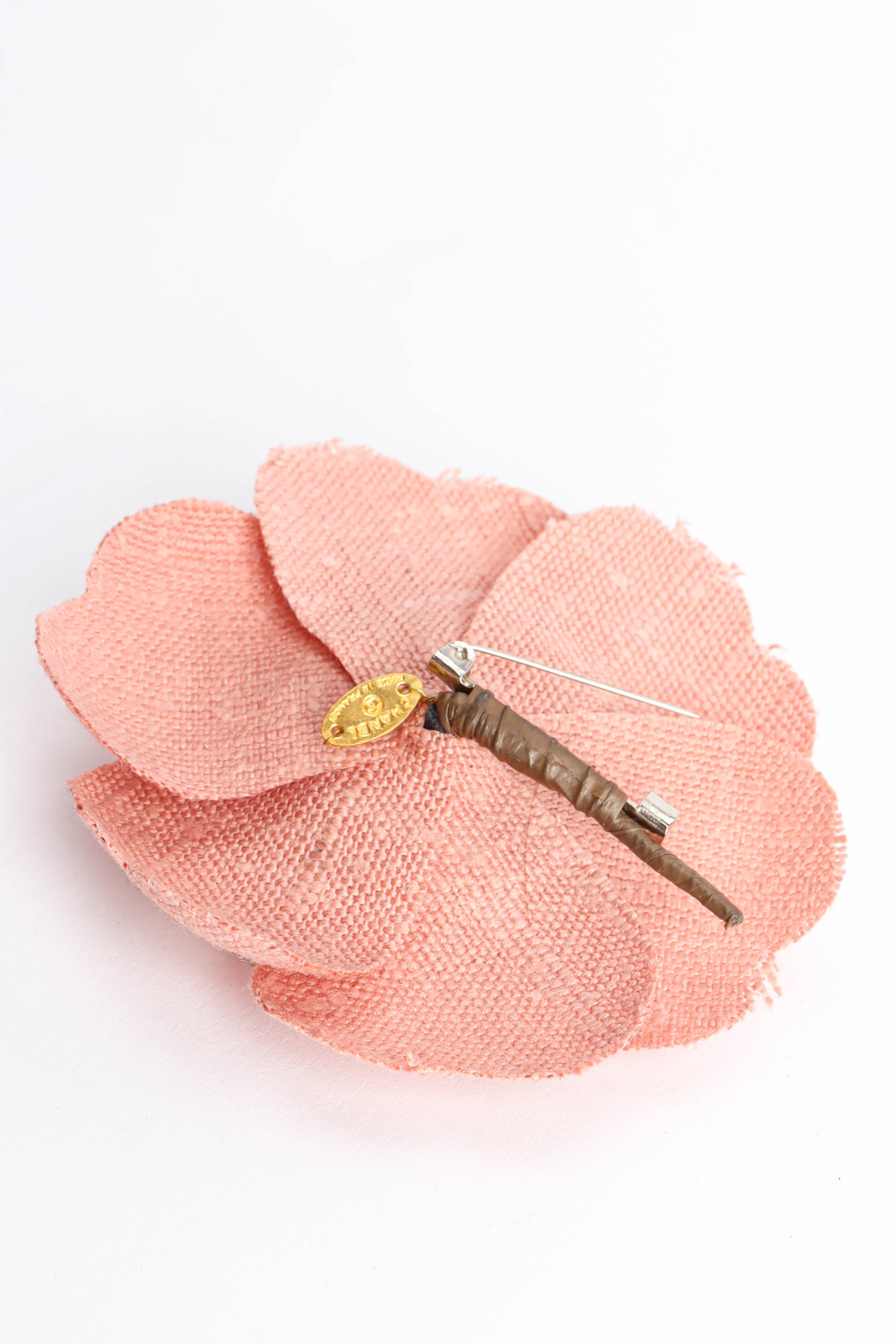 Vintage Chanel Linen Camellia Flower Pin back @ Recess Los Angeles