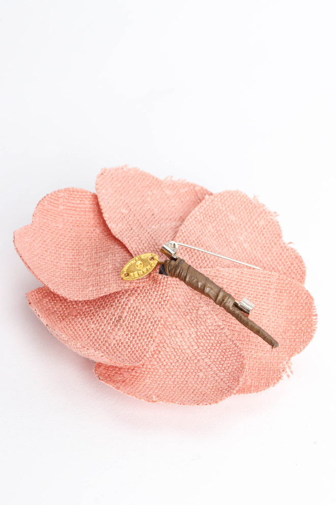 Vintage Chanel Linen Camellia Flower Pin back @ Recess Los Angeles