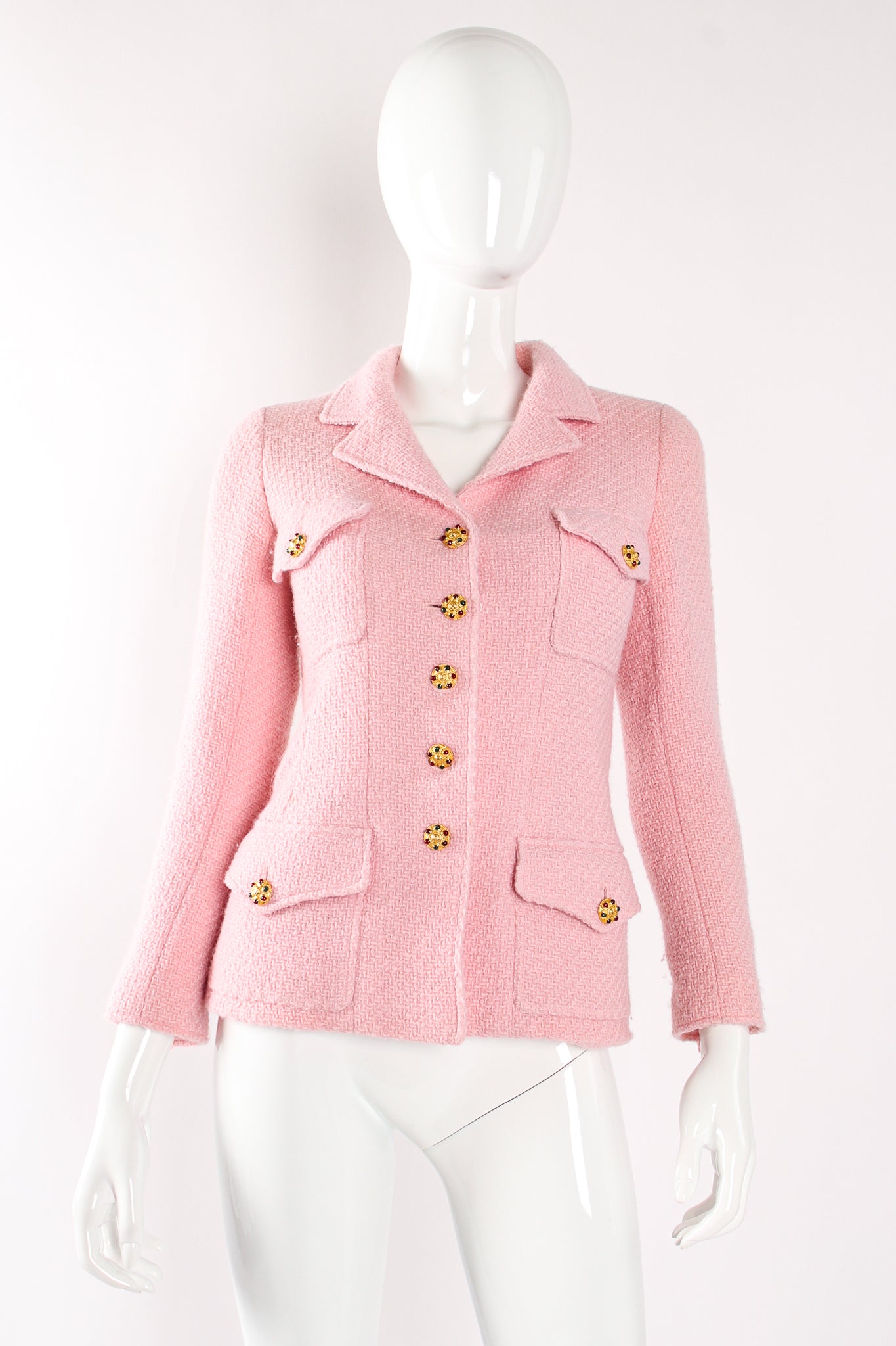 CHANEL Jacket Vintage Tweed Trimmed Jewel Buttons - Chelsea Vintage Couture
