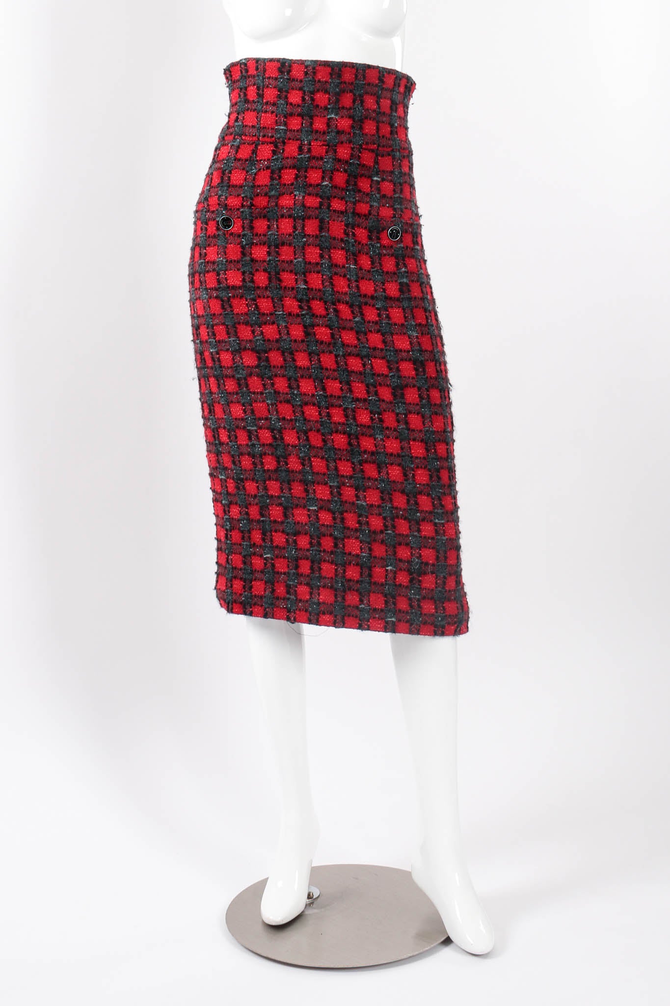 Chanel A/W 2007 High-Waisted Checkered Plaid Skirt on mannequin at Recess LA