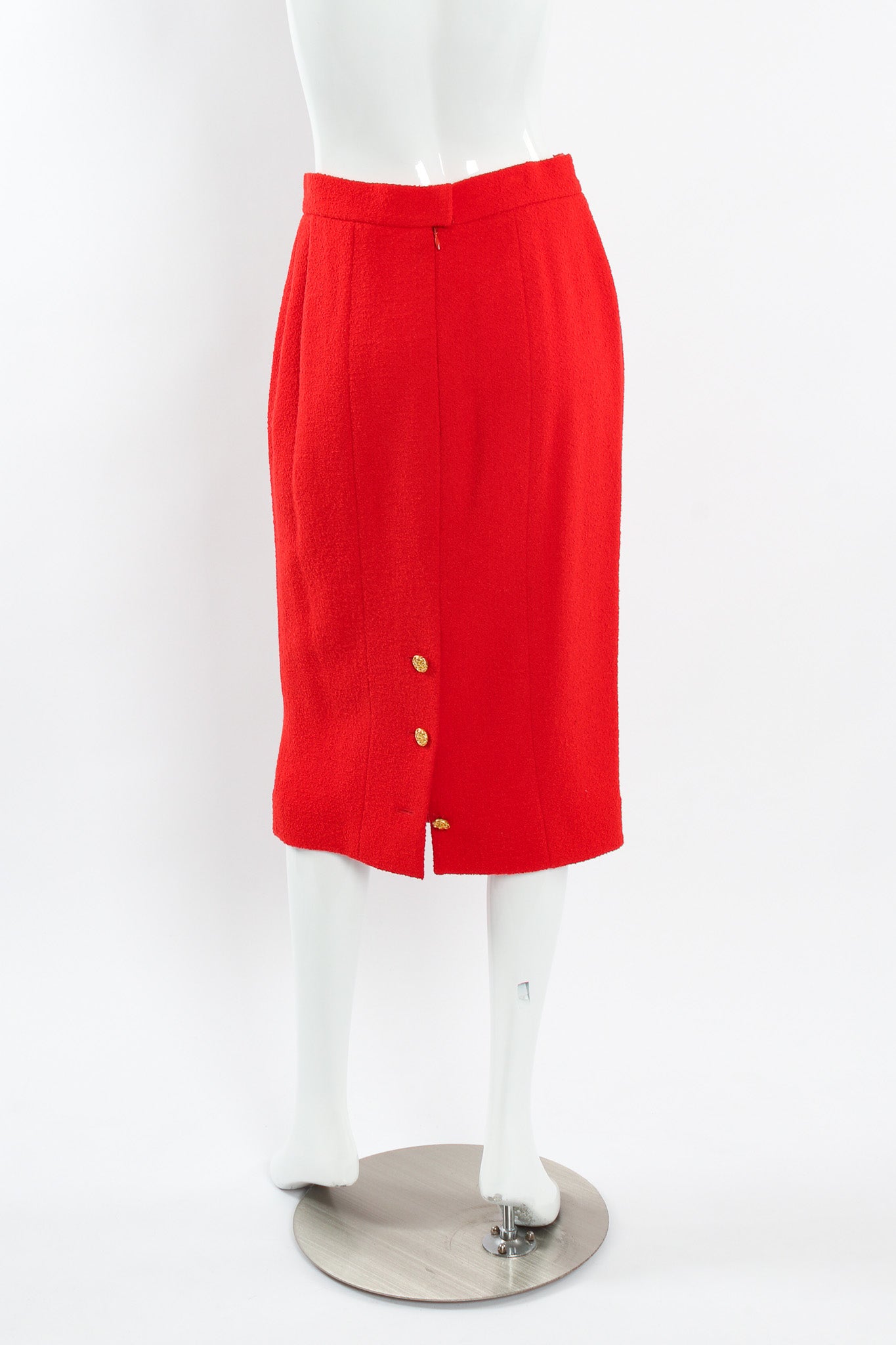 Vintage Chanel Boucle Wool Jacket & Skirt Set mannequin skirt back @ Recess LA