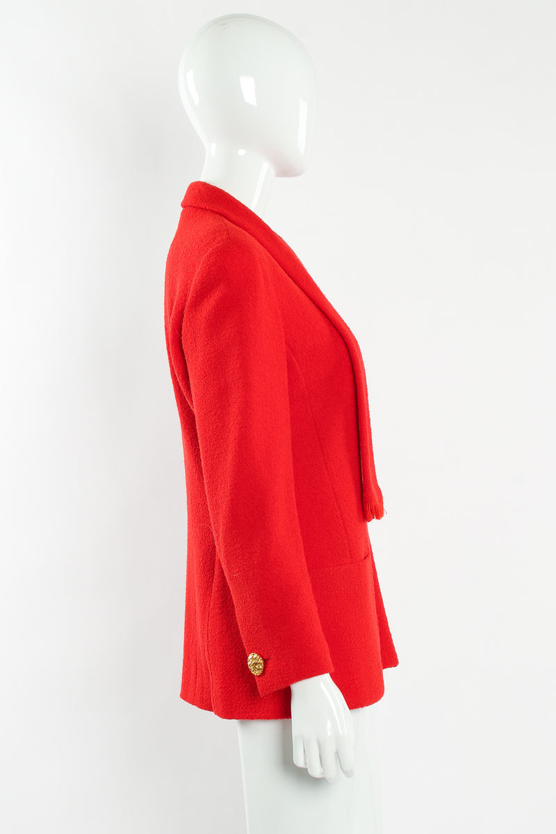 Vintage Chanel Boucle Wool Jacket & Skirt Set mannequin side jacket @ Recess LA