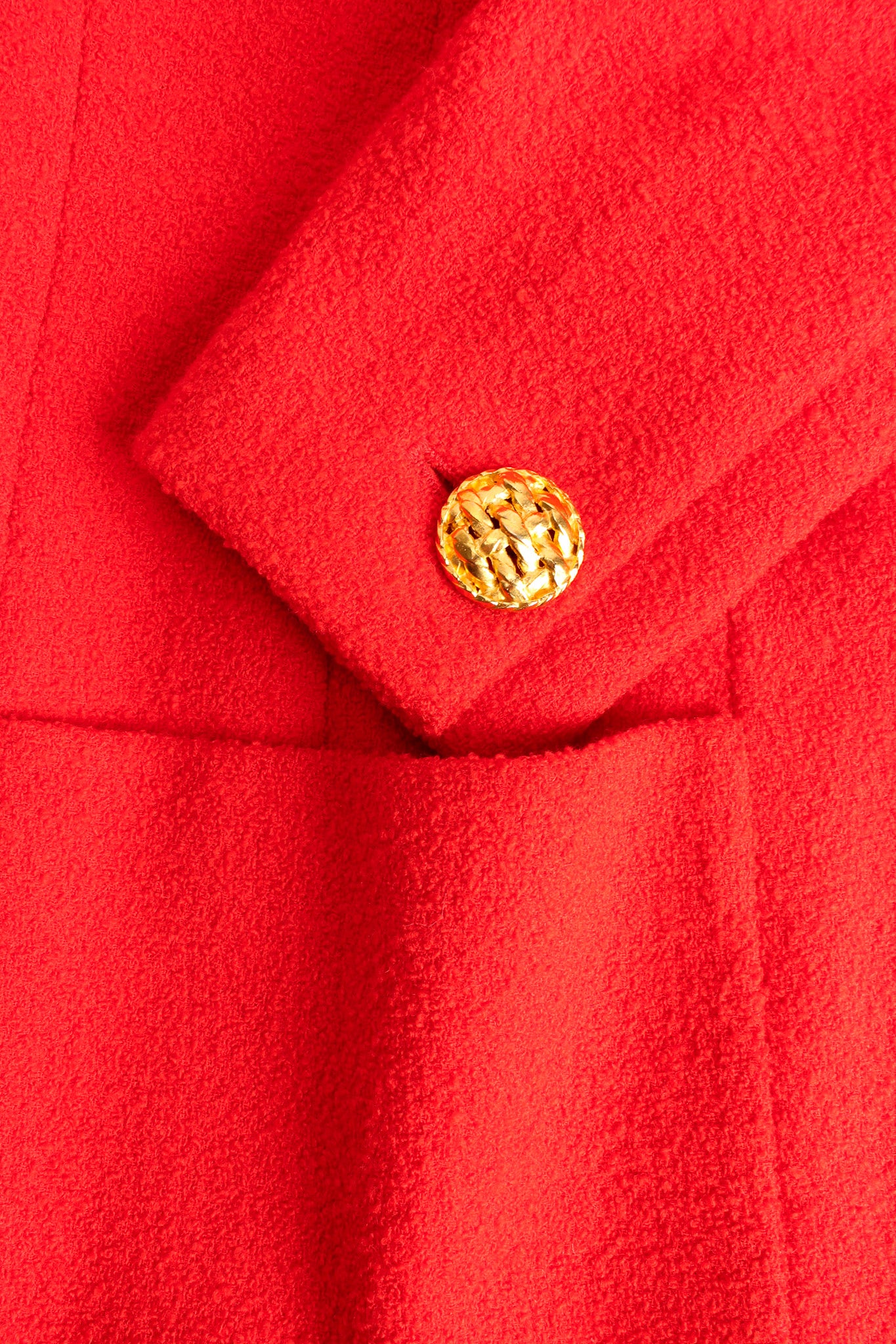 Vintage Chanel Boucle Wool Jacket & Skirt Set sleeve/pocket detail @ Recess LA