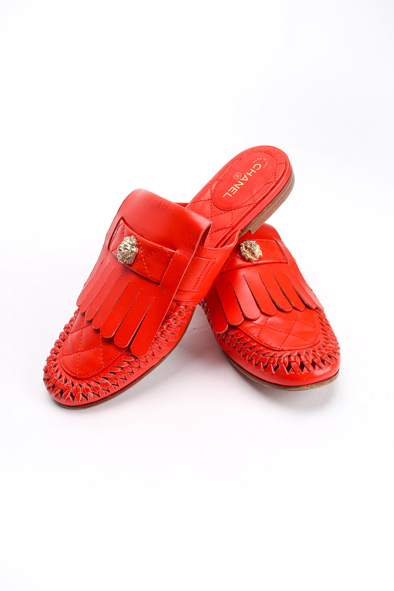 Vintage Chanel Woven Leather Moccasin Mules – Recess