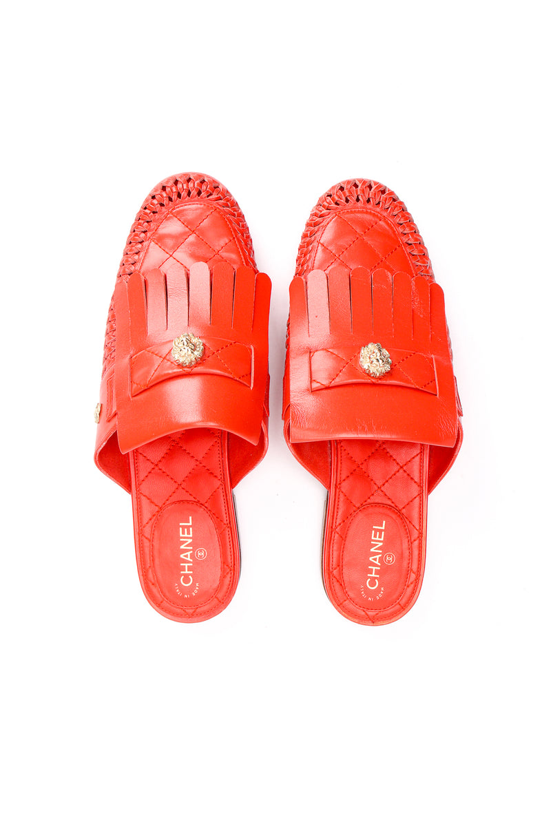 Vintage Chanel Woven Leather Moccasin Mules – Recess