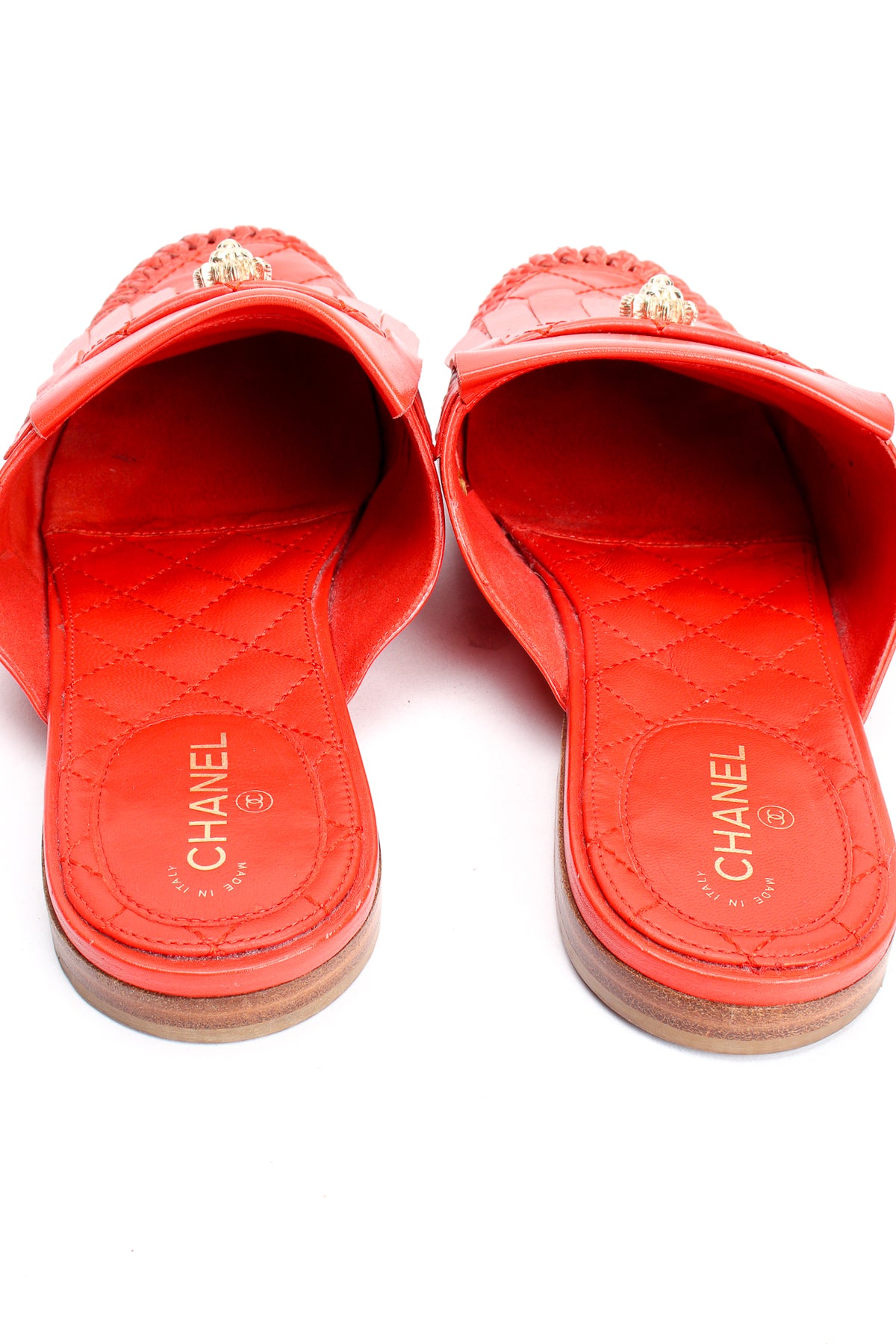 Vintage Chanel Woven Leather Moccasin Mules – Recess