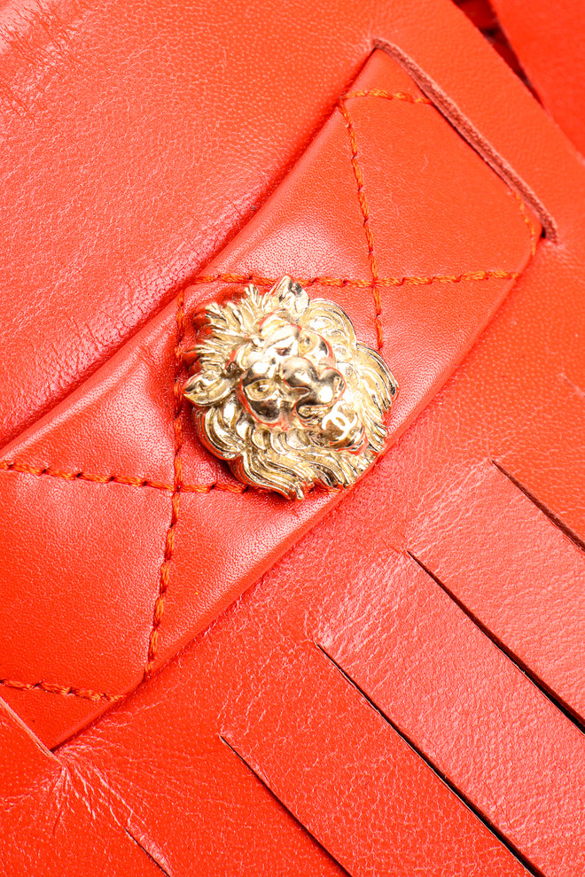 Vintage Chanel Woven Leather Moccasin Mules lion charm at Recess Los Angeles