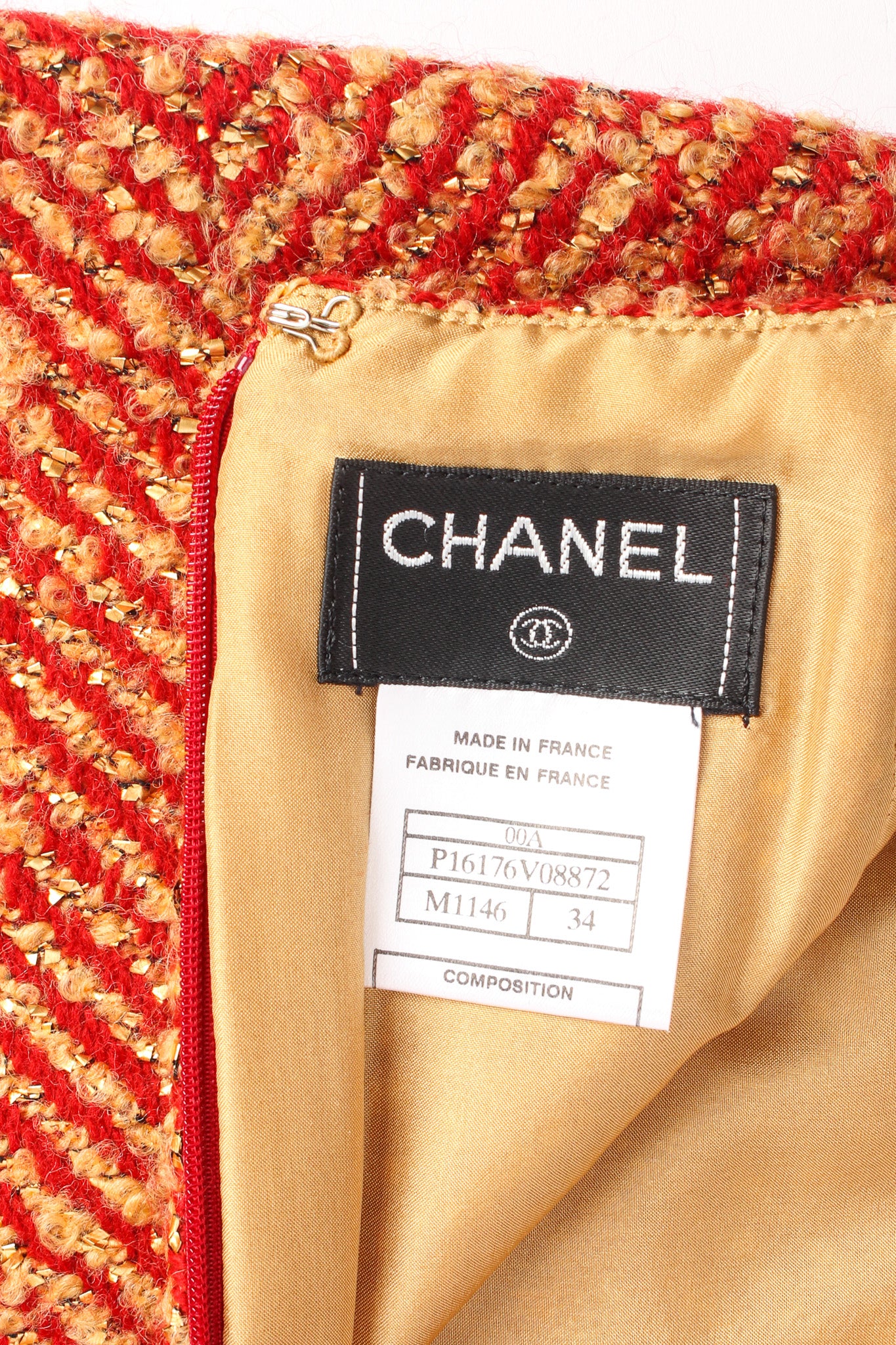 Vintage Chanel 2000A Metallic Speckle Tweed Set skirt tag @ Recess Los Angeles