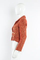 Vintage Chanel 2000A Metallic Speckle Tweed Set mannequin top side @ Recess Los Angeles