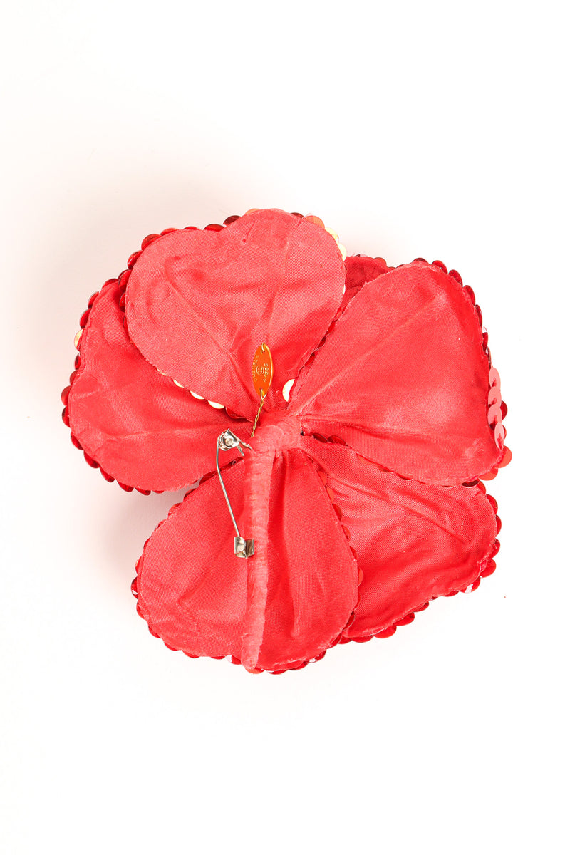 Vintage Chanel 1985 Red Sequin Camellia Flower Pin
