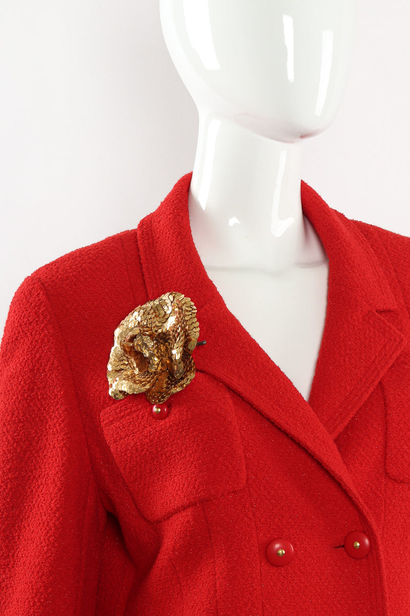 VIntage Chanel 1985 Gold Sequin Camellia Flower Pin – Recess