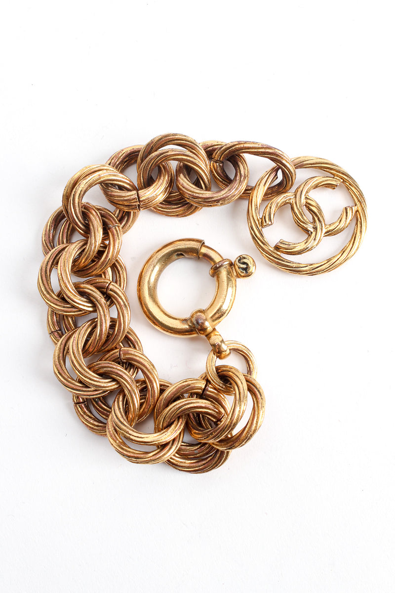 Vintage Chanel Double Rolo Link CC Bracelet spring ring detail @ Recess Los Angeles