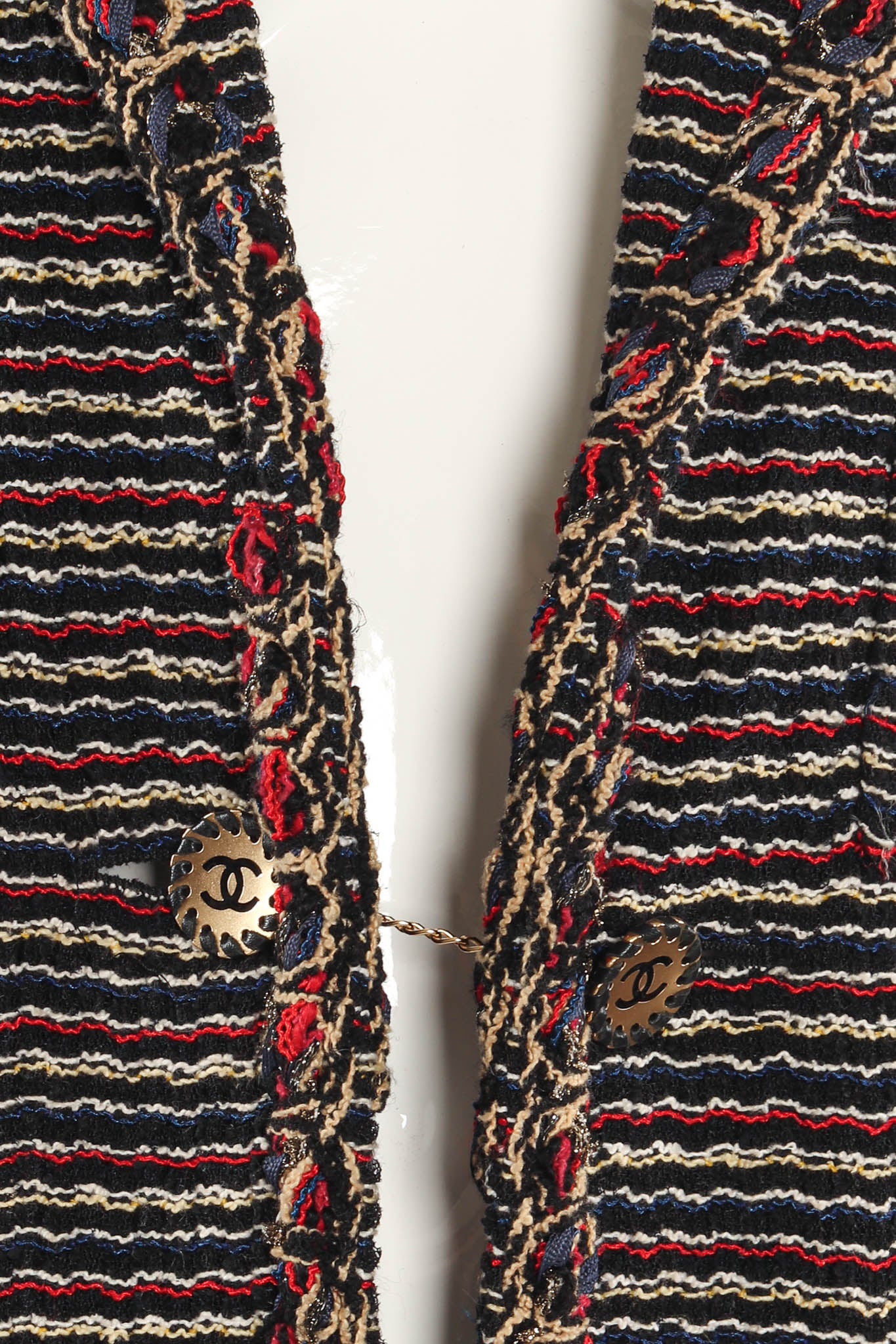 Vintage Chanel 2011 Woven Stripe Blazer  chain button close @ Recess Los Angeles